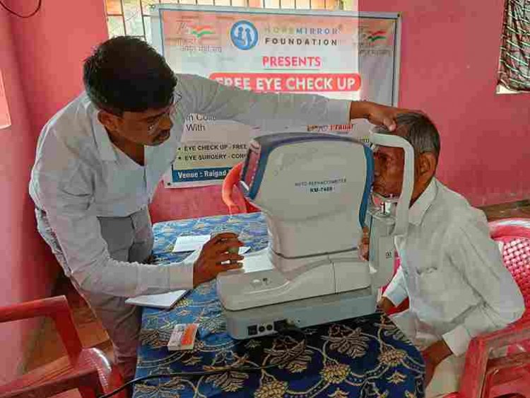 Free eye check-up organized by Hopemirror Foundation in Dhansar village, Native place of Founder Ramzan Shaikh